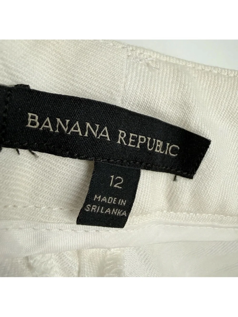 Banana Republic Wide Leg Pants Womens Size 12 Ivory Stretch Linen Cotton